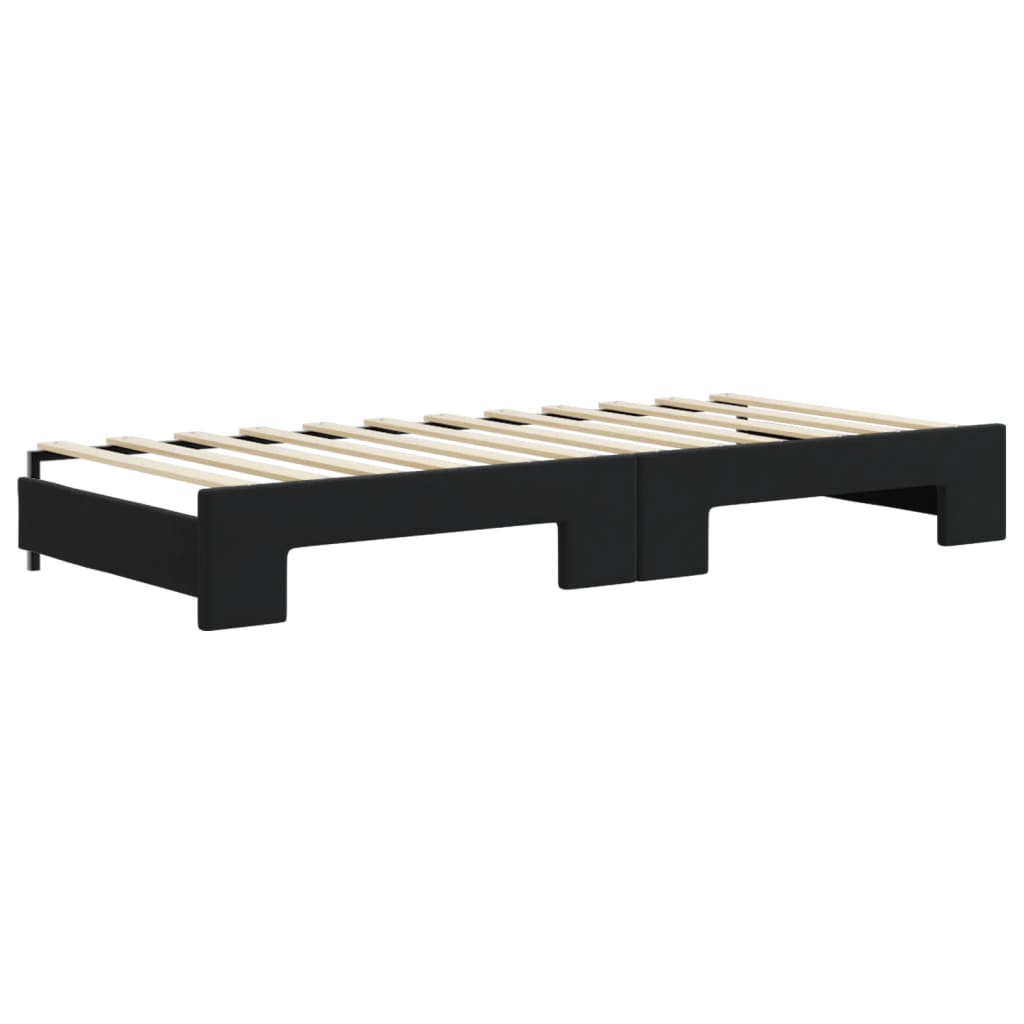 daybed med udtræk og madras 90x200 cm velour sort