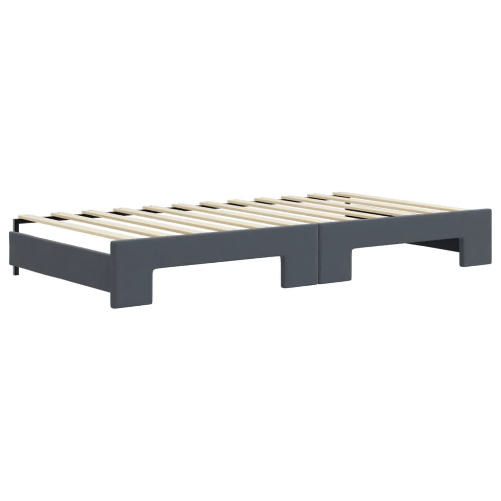 daybed med udtræk og madras 100x200 cm velour mørkegrå