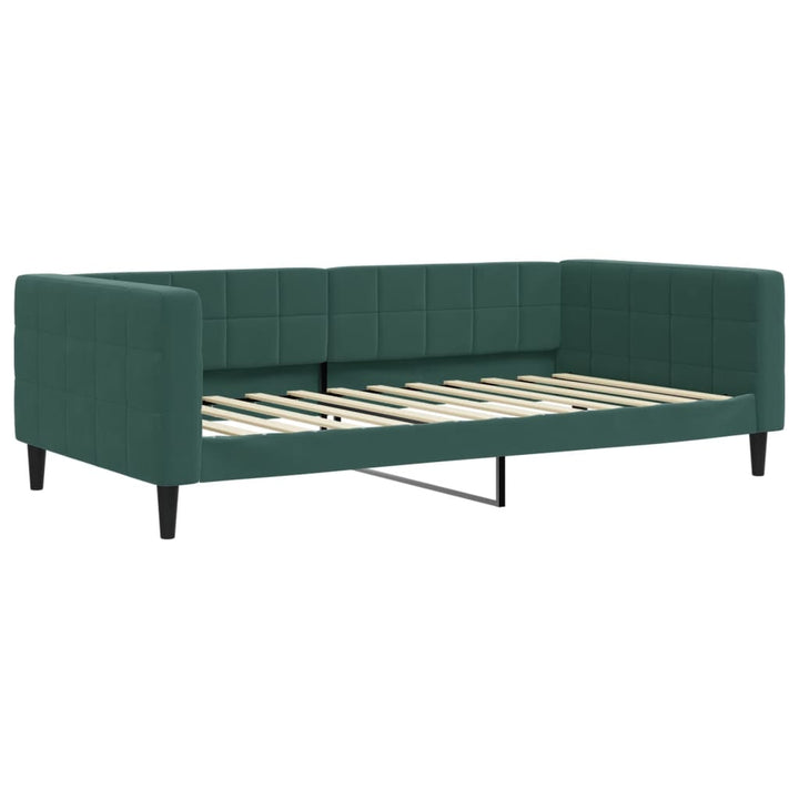 daybed med udtræk og madras 100x200 cm velour mørkegrøn