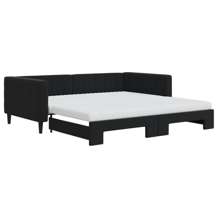 daybed med udtræk og madras 100x200 cm velour sort