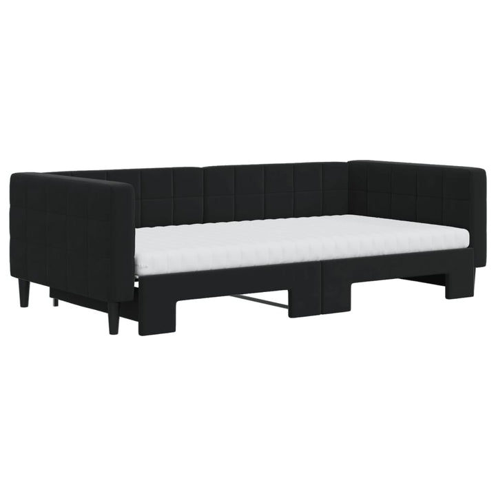 daybed med udtræk og madras 100x200 cm velour sort