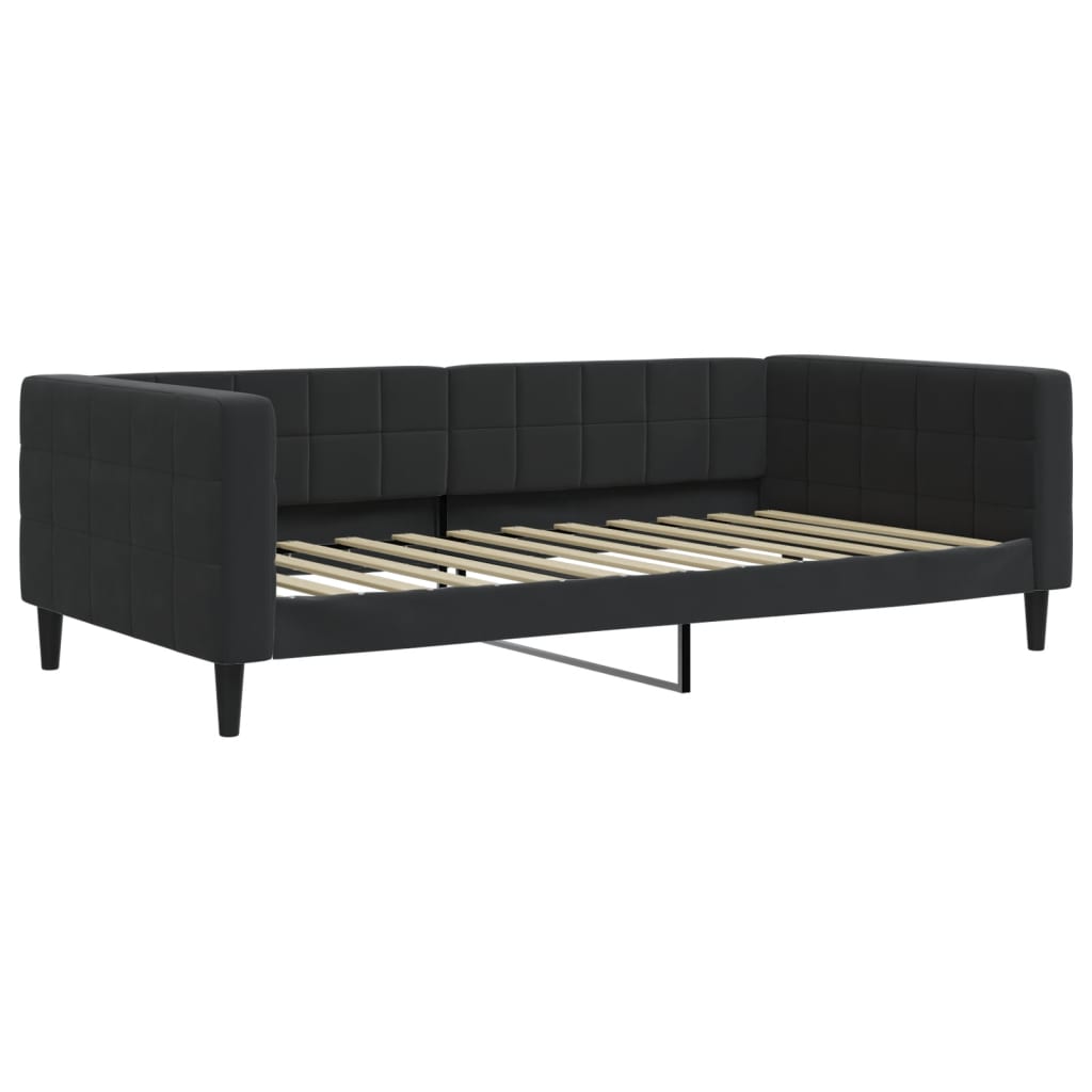 daybed med udtræk og madras 100x200 cm velour sort
