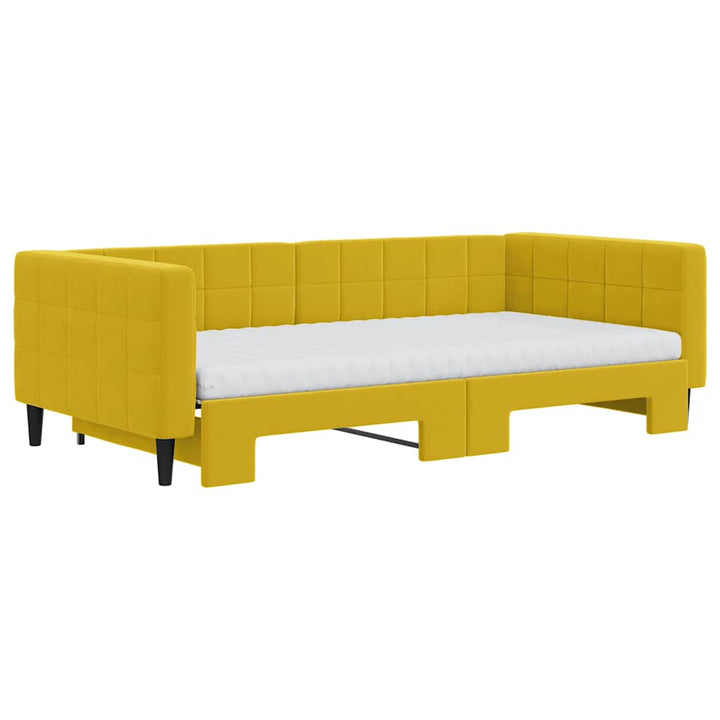 daybed med udtræk og madras 100x200 cm velour gul