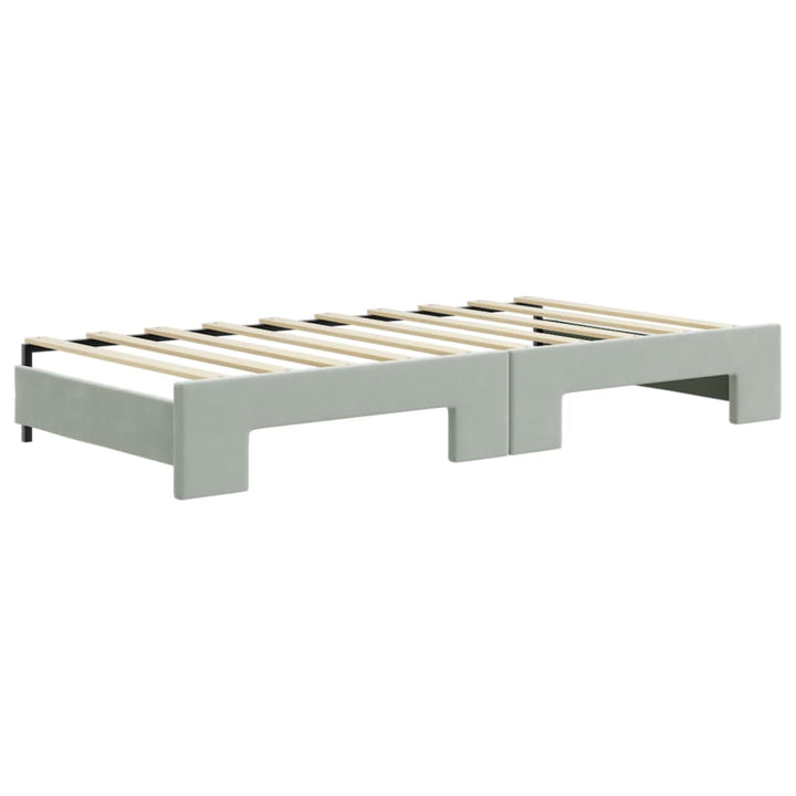 daybed med udtræk og madras 90x190 cm velour lysegrå