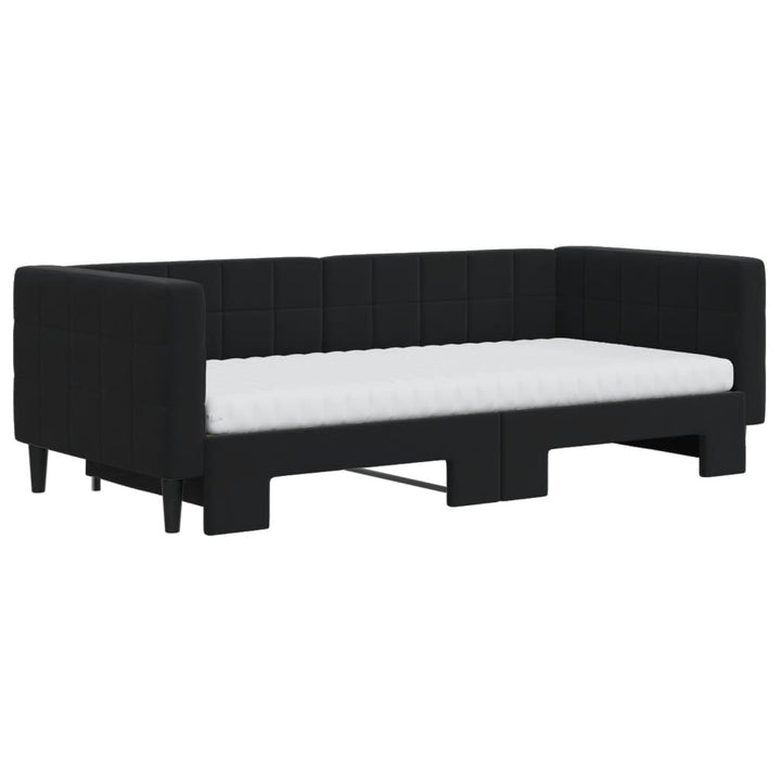 daybed med udtræk og madras 90x190 cm velour sort