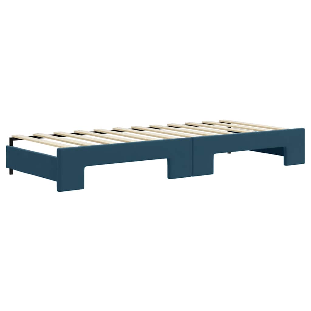 daybed med udtræk og skuffer 80x200 cm stof blå
