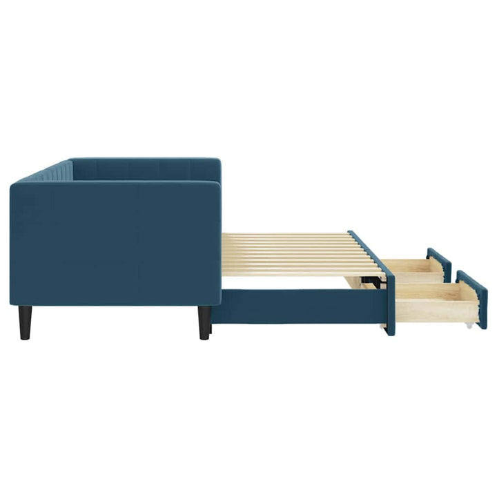 daybed med udtræk og skuffer 80x200 cm stof blå