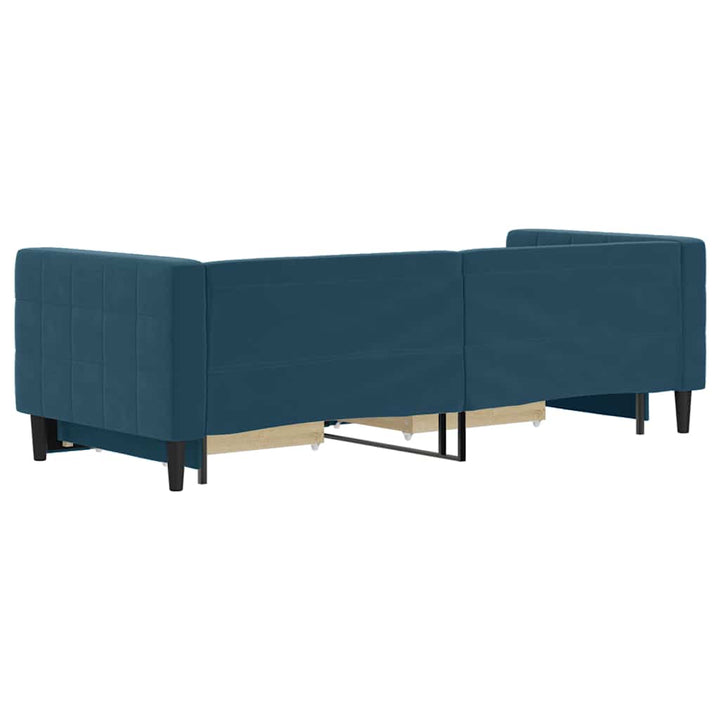 daybed med udtræk og skuffer 80x200 cm stof blå