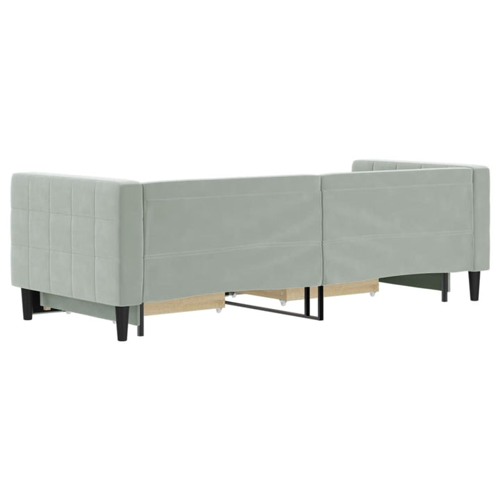 daybed med udtræk og skuffer 80x200 cm velour lysegrå