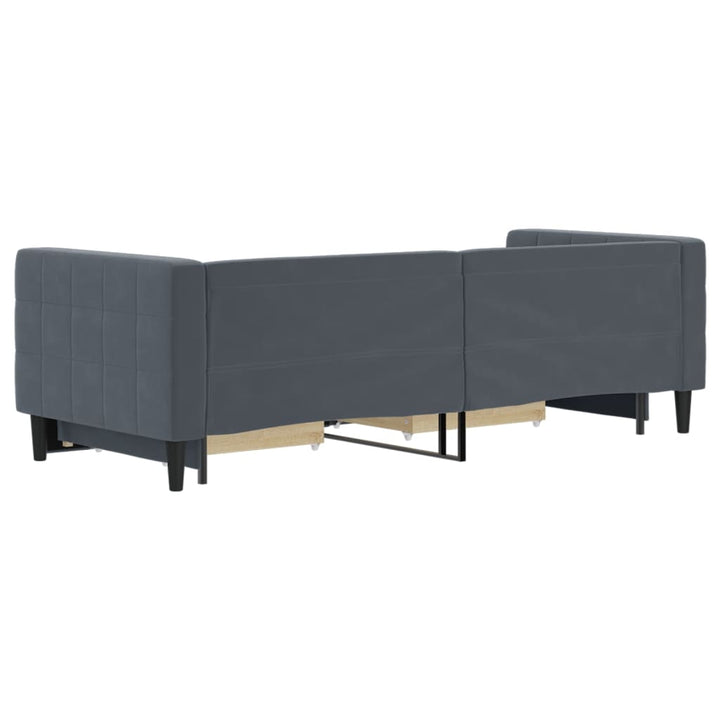 daybed med udtræk og skuffer 80x200 cm velour mørkegrå