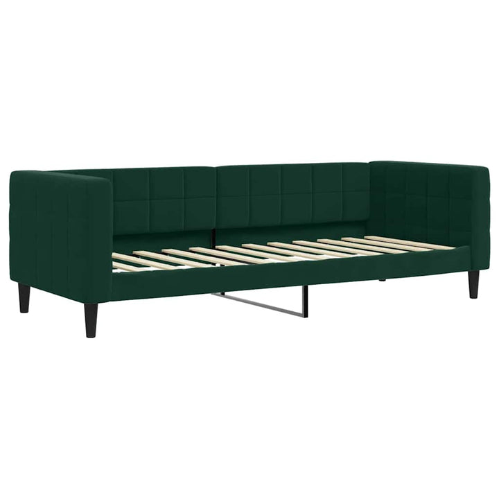 daybed med udtræk og skuffer 80x200 cm velour mørkegrøn