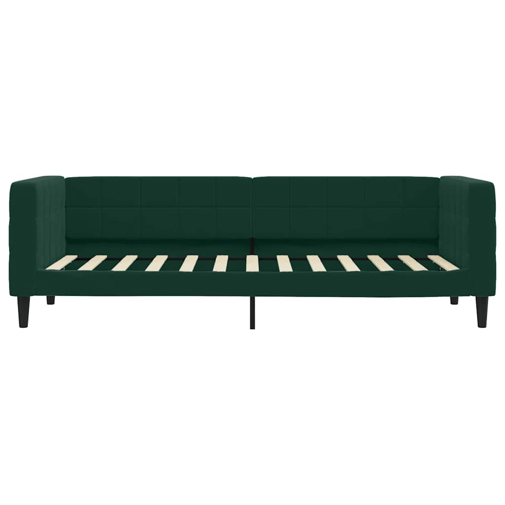 daybed med udtræk og skuffer 80x200 cm velour mørkegrøn
