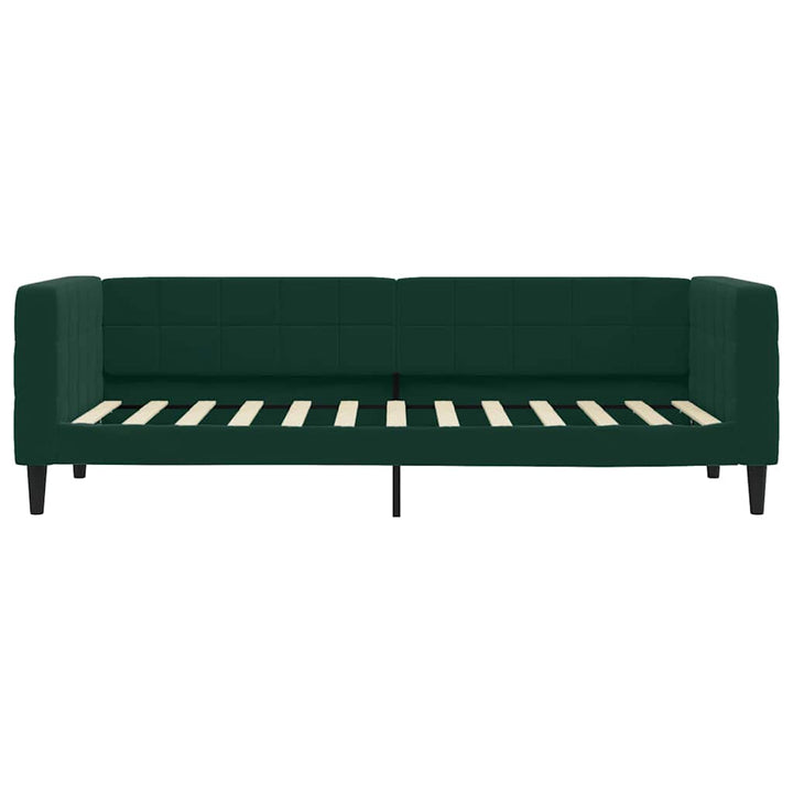 daybed med udtræk og skuffer 80x200 cm velour mørkegrøn
