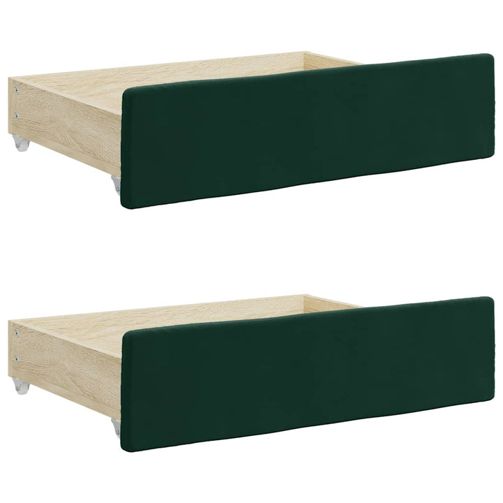 daybed med udtræk og skuffer 80x200 cm velour mørkegrøn
