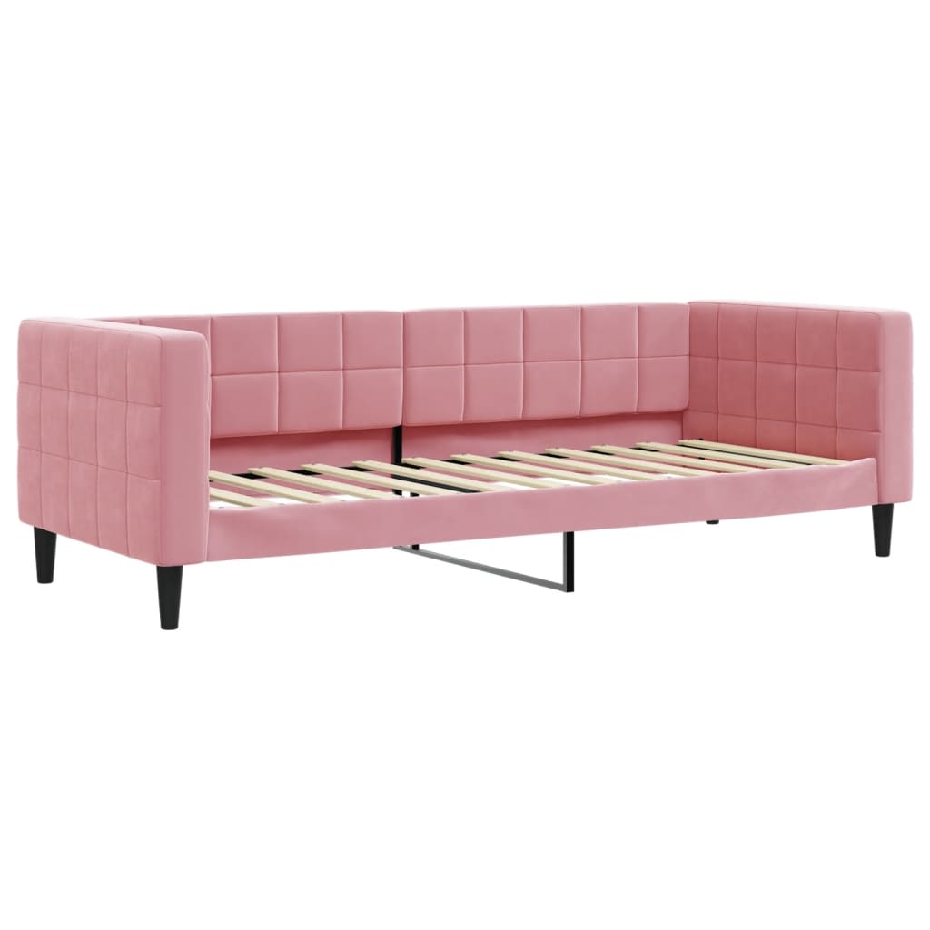 daybed med udtræk og skuffer 80x200 cm velour lyserød