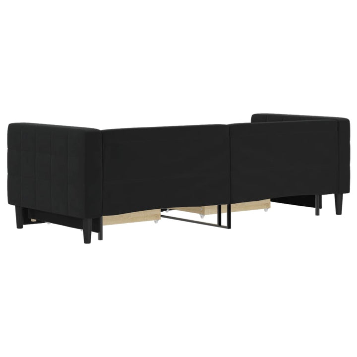 daybed med udtræk og skuffer 80x200 cm velour sort