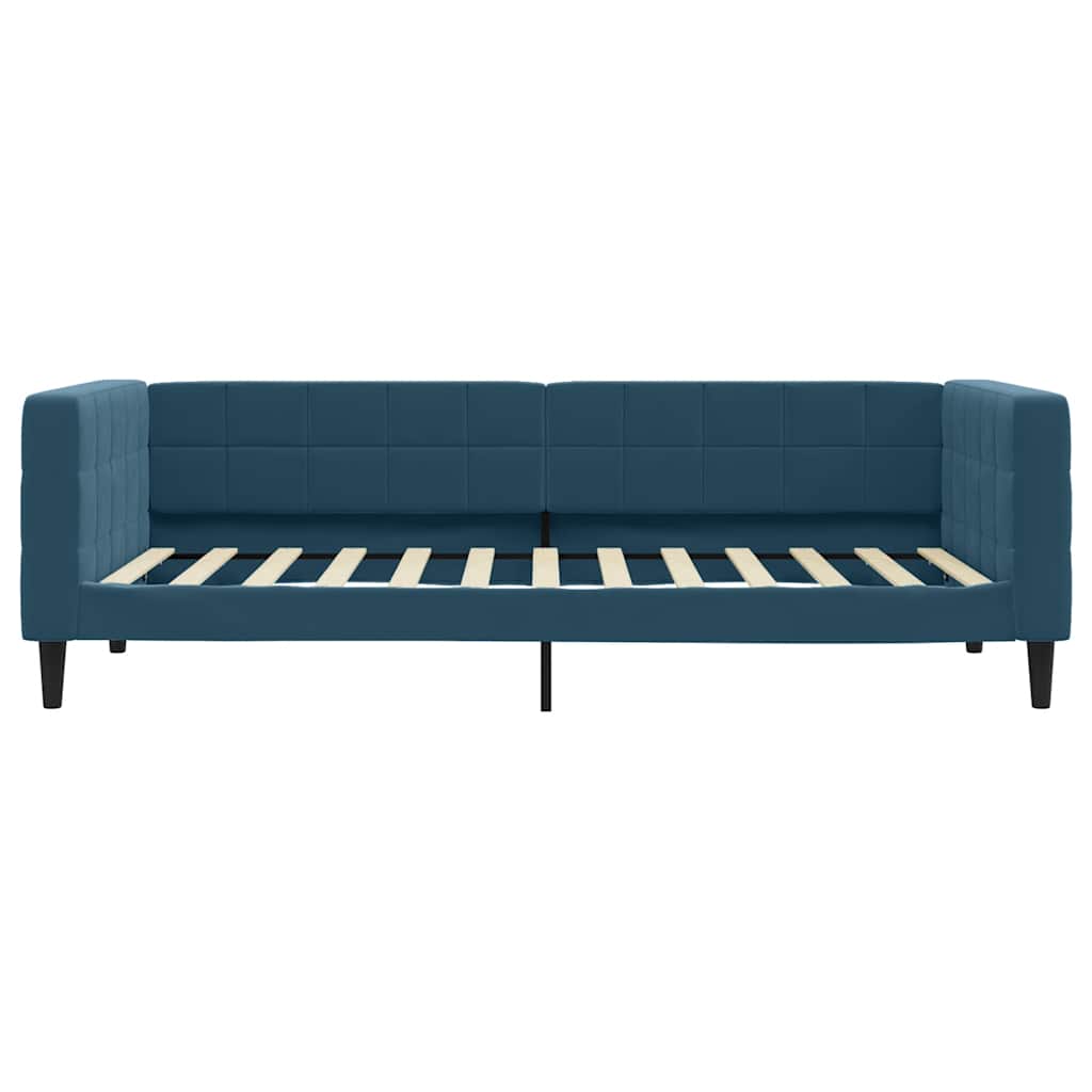 daybed med udtræk og skuffer 90x200 cm velour blå