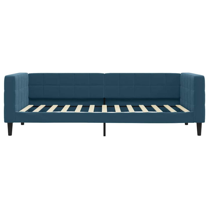 daybed med udtræk og skuffer 90x200 cm velour blå