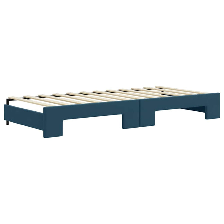 daybed med udtræk og skuffer 90x200 cm velour blå