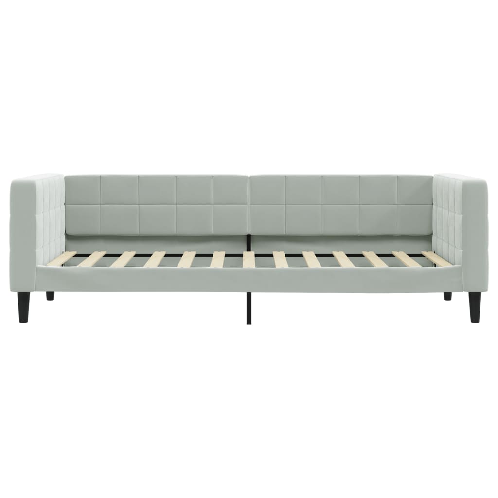 daybed med udtræk og skuffer 90x200 cm velour lysegrå