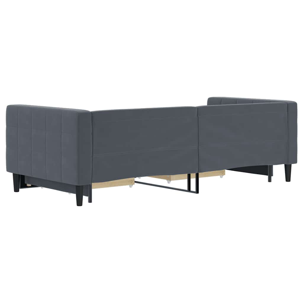 daybed med udtræk og skuffer 90x200 cm velour mørkegrå