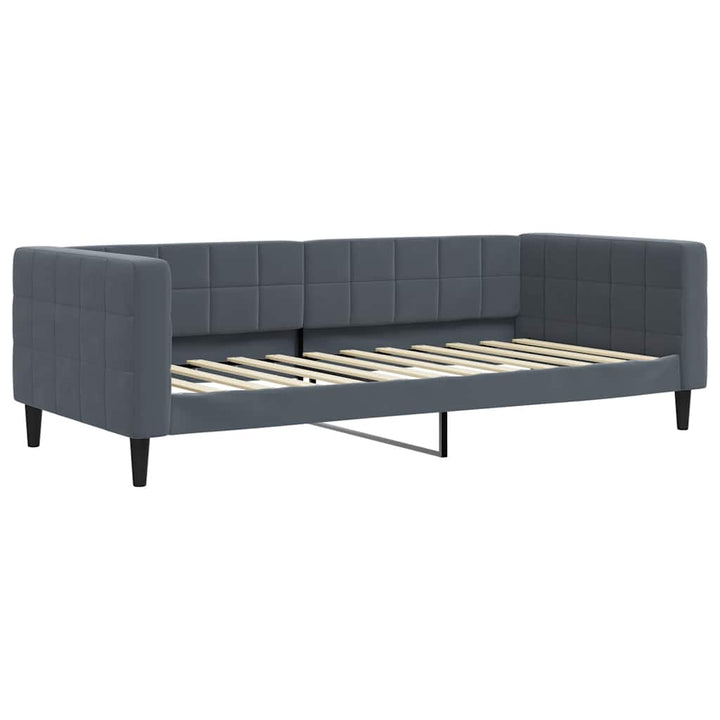 daybed med udtræk og skuffer 90x200 cm velour mørkegrå