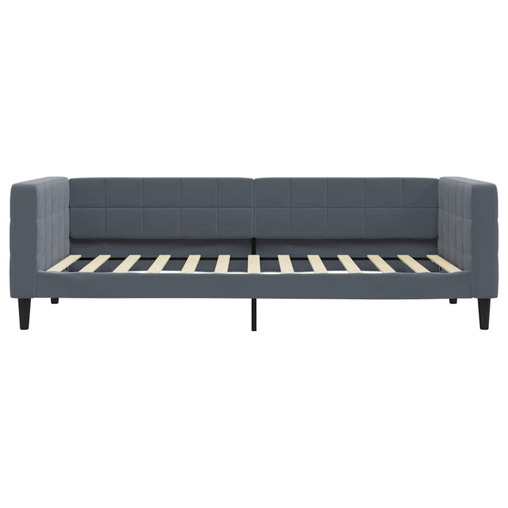 daybed med udtræk og skuffer 90x200 cm velour mørkegrå