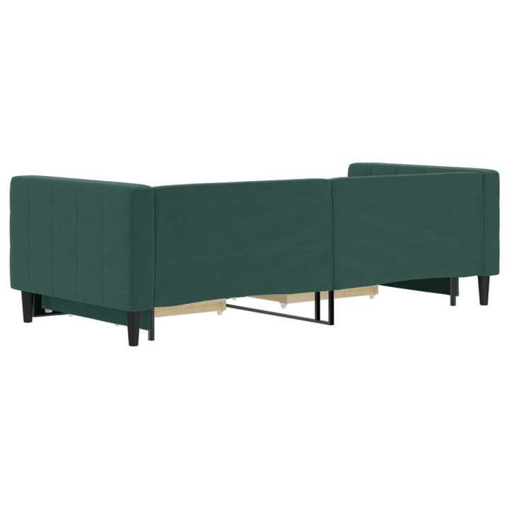 daybed med udtræk og skuffer 90x200 cm velour mørkegrøn