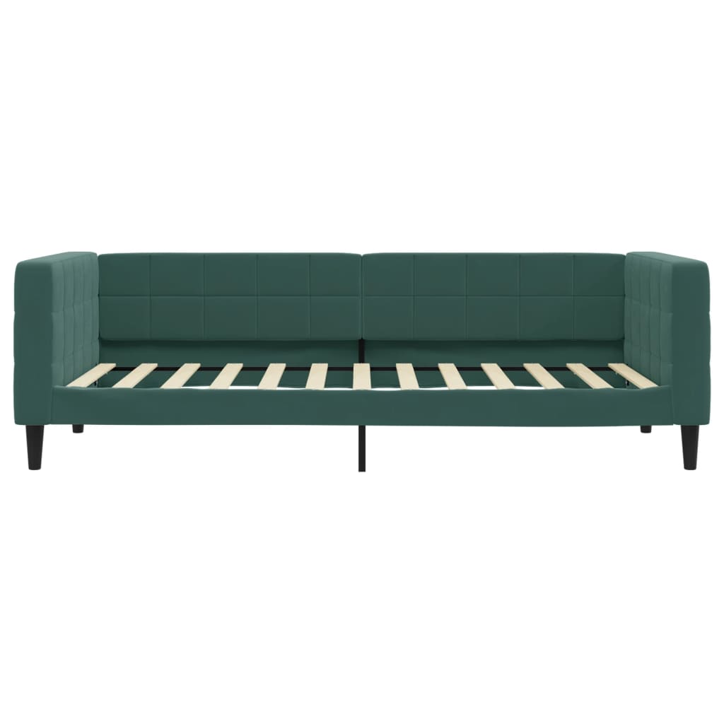 daybed med udtræk og skuffer 90x200 cm velour mørkegrøn