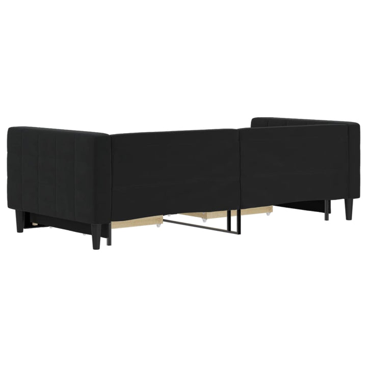 daybed med udtræk og skuffer 90x200 cm velour sort