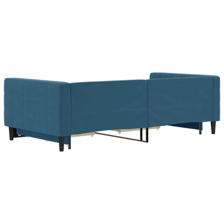 daybed med udtræk og skuffer 100x200 cm velour blå
