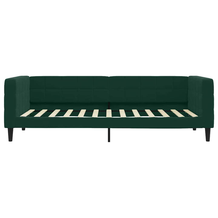 daybed med udtræk og skuffer 100x200 cm velour mørkegrøn