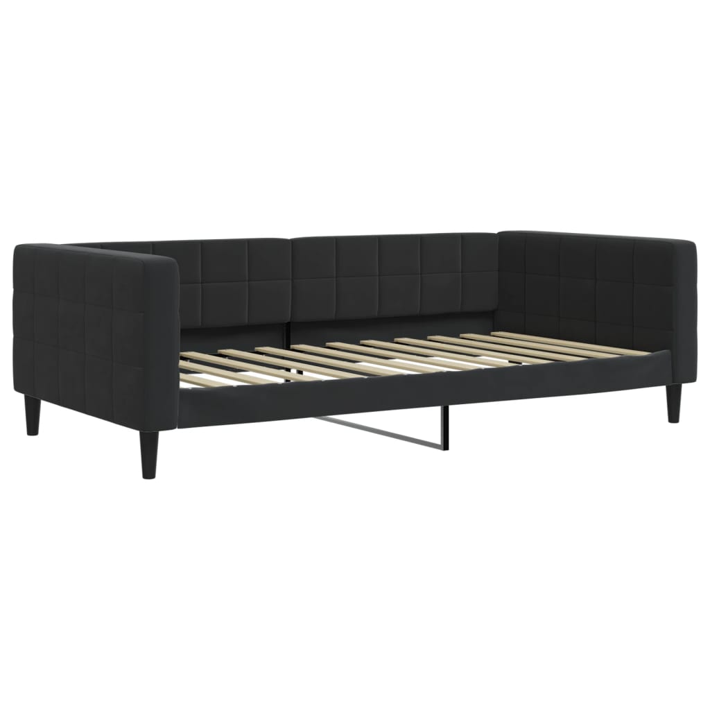 daybed med udtræk og skuffer 100x200 cm velour sort