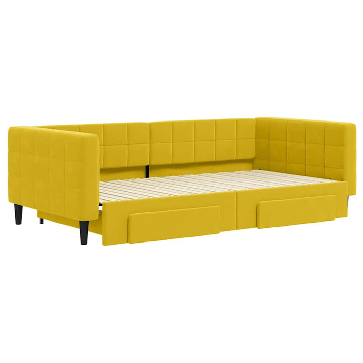 daybed med udtræk og skuffer 100x200 cm velour gul