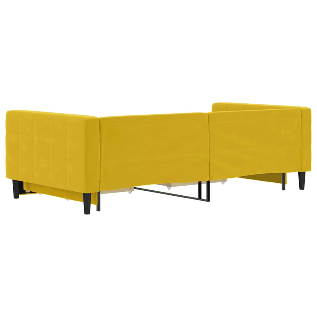 daybed med udtræk og skuffer 100x200 cm velour gul