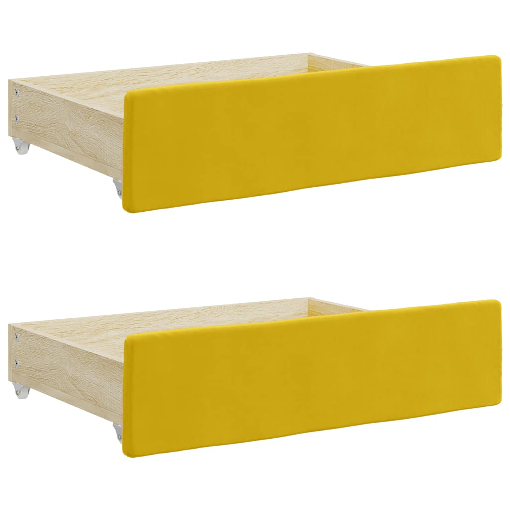 daybed med udtræk og skuffer 100x200 cm velour gul