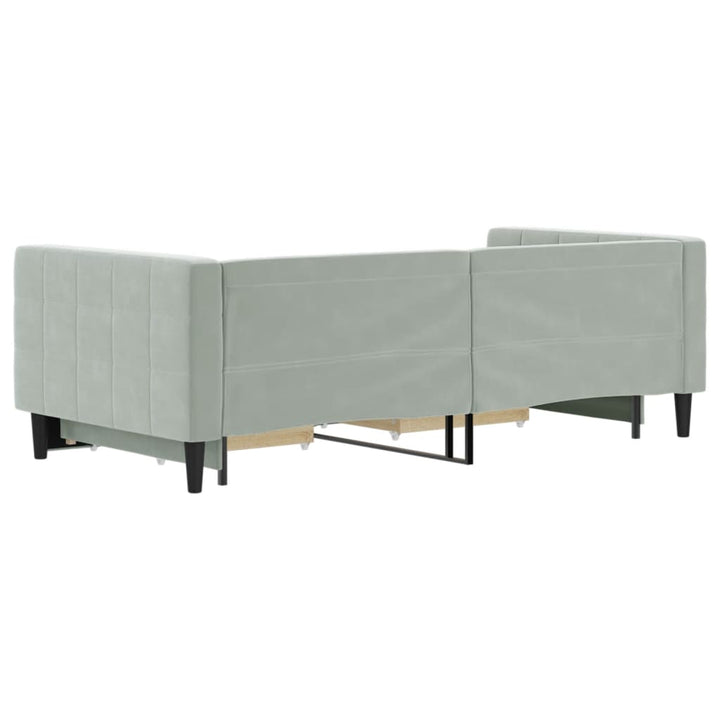daybed med udtræk og skuffer 90x190 cm velour lysegrå