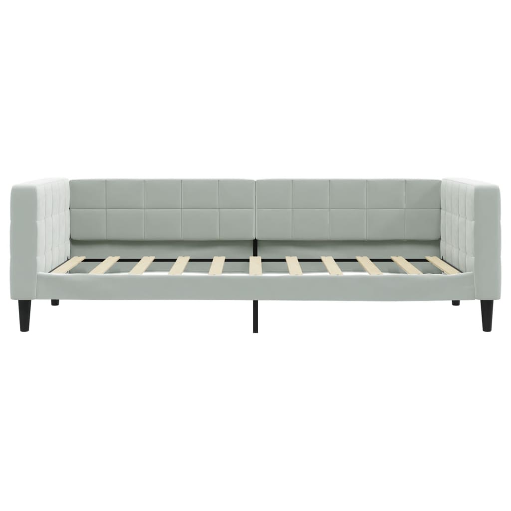 daybed med udtræk og skuffer 90x190 cm velour lysegrå