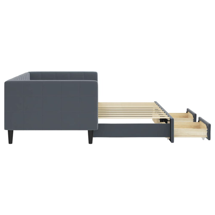 daybed med udtræk og skuffer 90x190 cm velour mørkegrå