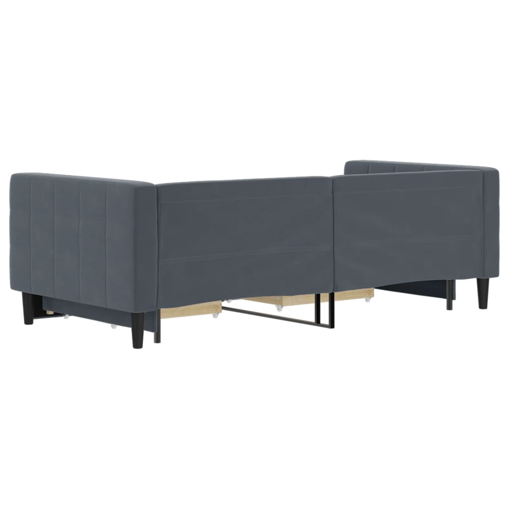 daybed med udtræk og skuffer 90x190 cm velour mørkegrå