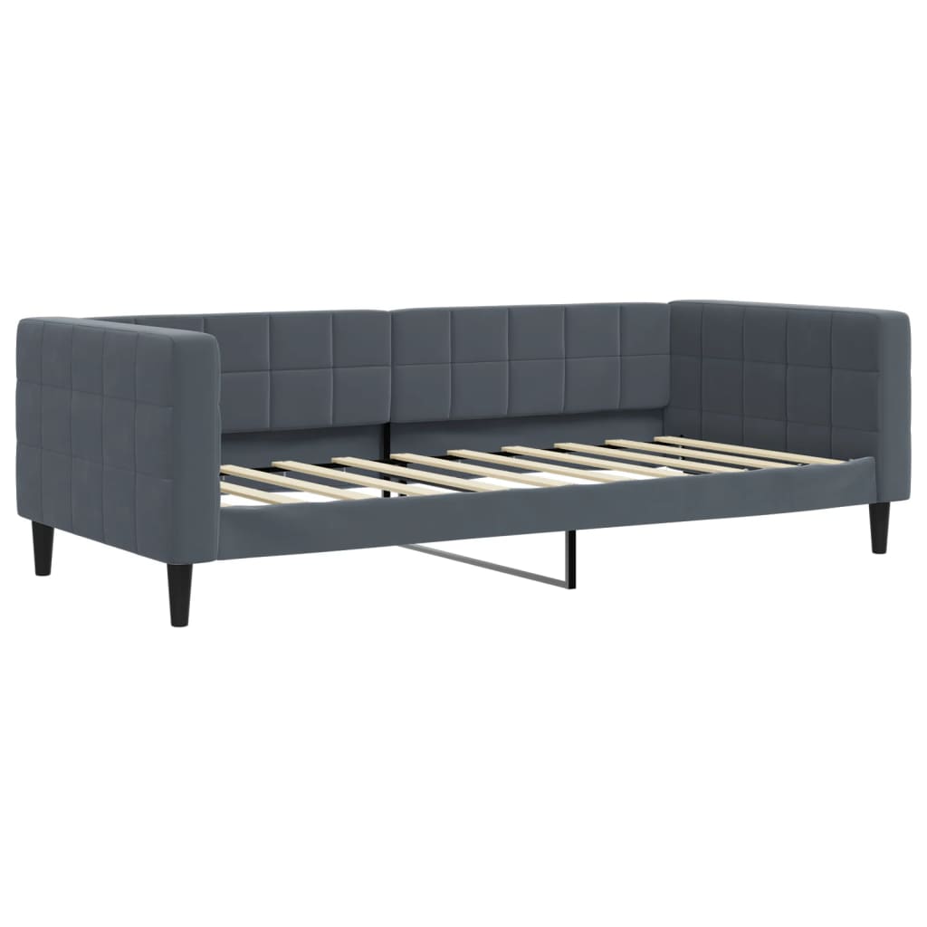 daybed med udtræk og skuffer 90x190 cm velour mørkegrå