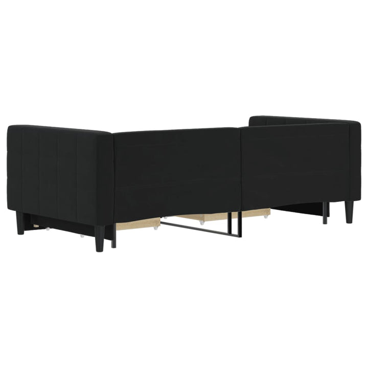 daybed med udtræk og skuffer 90x190 cm velour sort