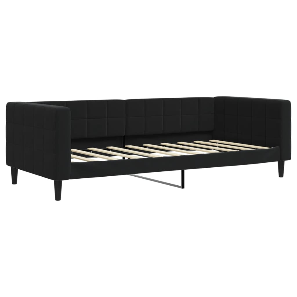 daybed med udtræk og skuffer 90x190 cm velour sort