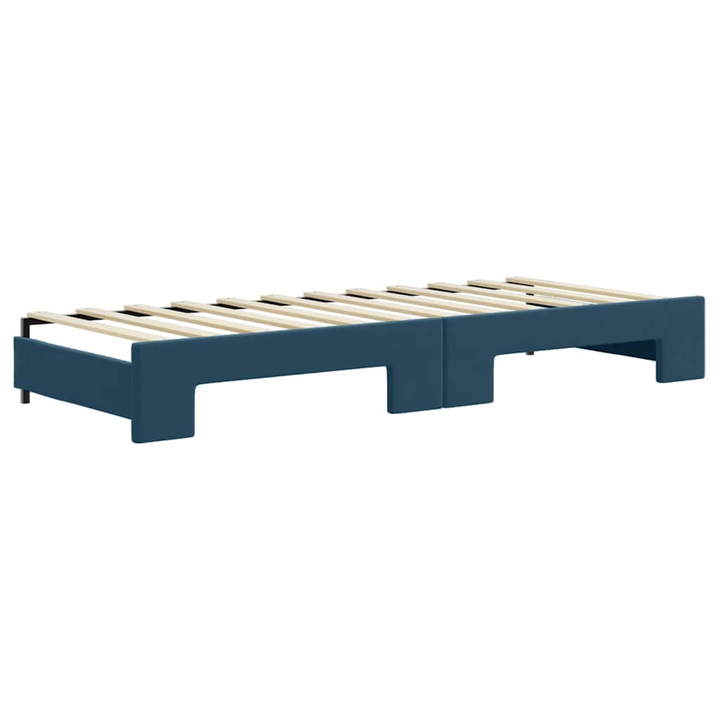 daybed med udtræk og skuffer 80x200 cm stof blå