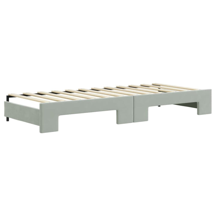daybed med udtræk og skuffer 80x200 cm velour lysegrå
