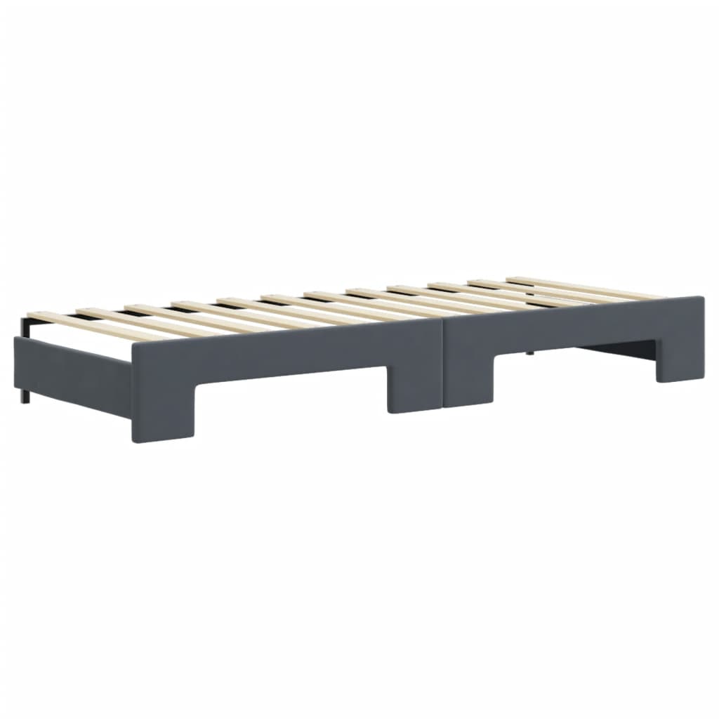 daybed med udtræk og skuffer 80x200 cm velour mørkegrå