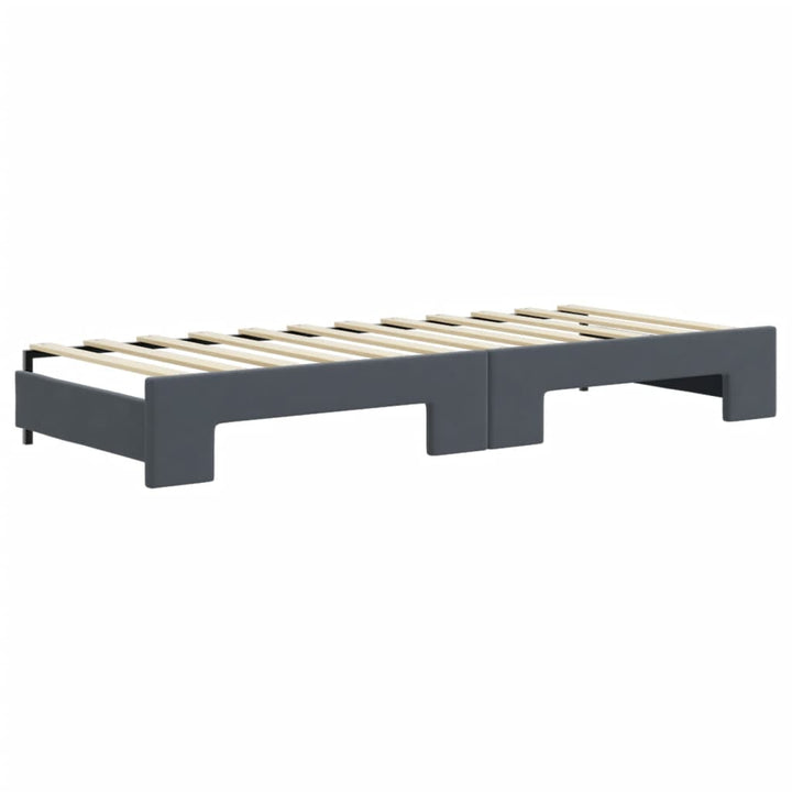 daybed med udtræk og skuffer 80x200 cm velour mørkegrå