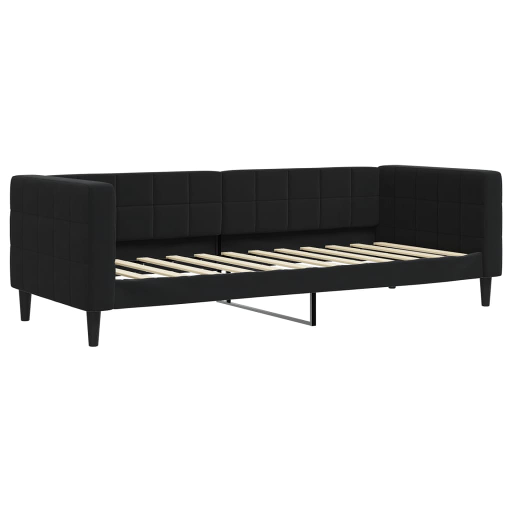 daybed med udtræk og skuffer 80x200 cm velour sort