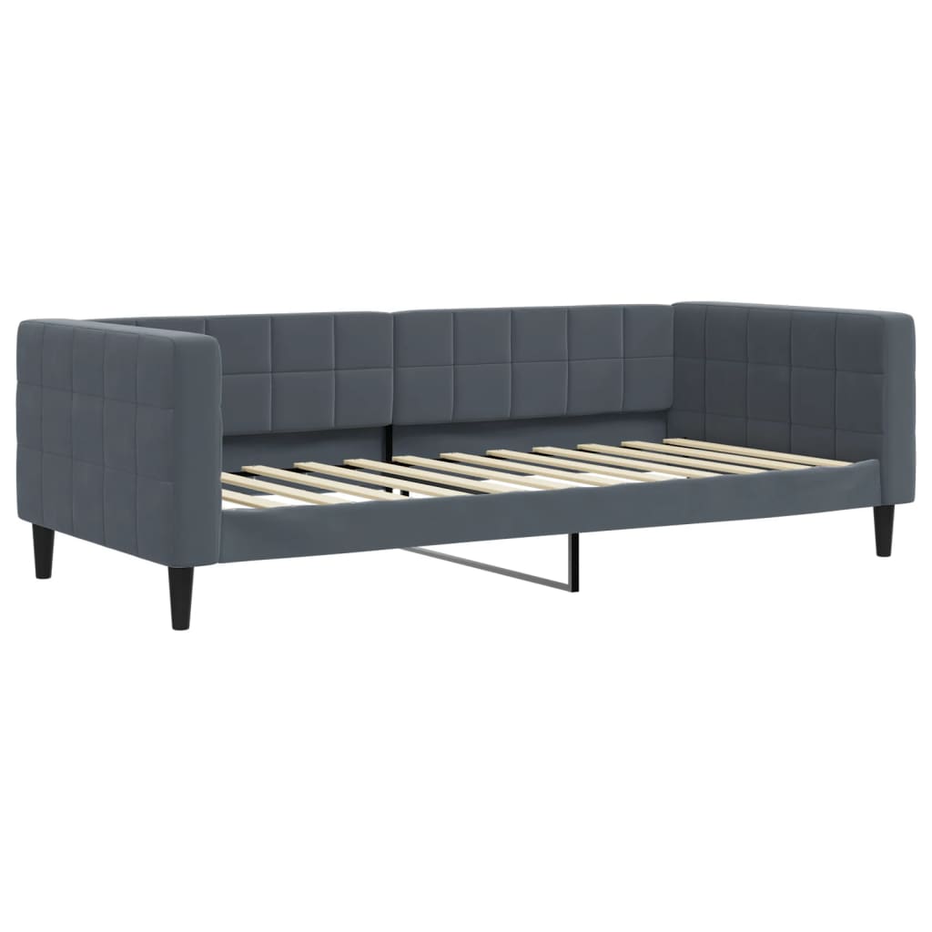 daybed med udtræk og skuffer 90x200 cm velour mørkegrå