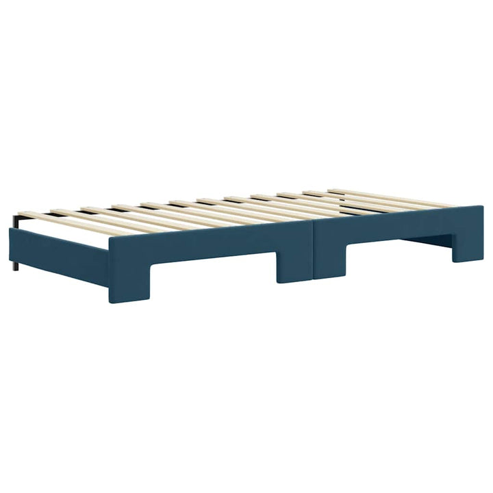 daybed med udtræk og skuffer 100x200 cm velour blå